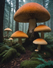 "Giant Mushroom Forest with Glowing Fungi"