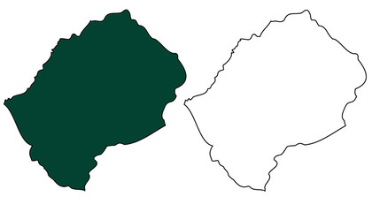 lesotho map outline and silhouette isolated on transparent background