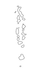 maldives map outline isolated on transparent background