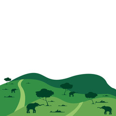 Wide Organic Field View Scene With Animal