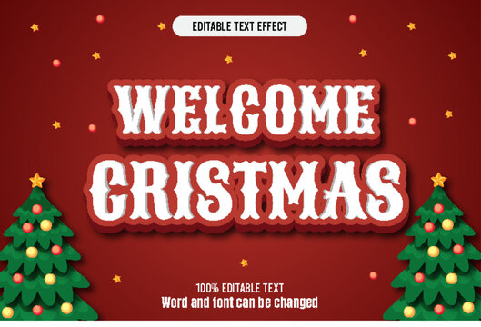 Merry Christmas editable text effect 3d emboss Cartoon