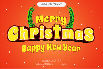 Merry Christmas editable text effect 3d emboss Cartoon