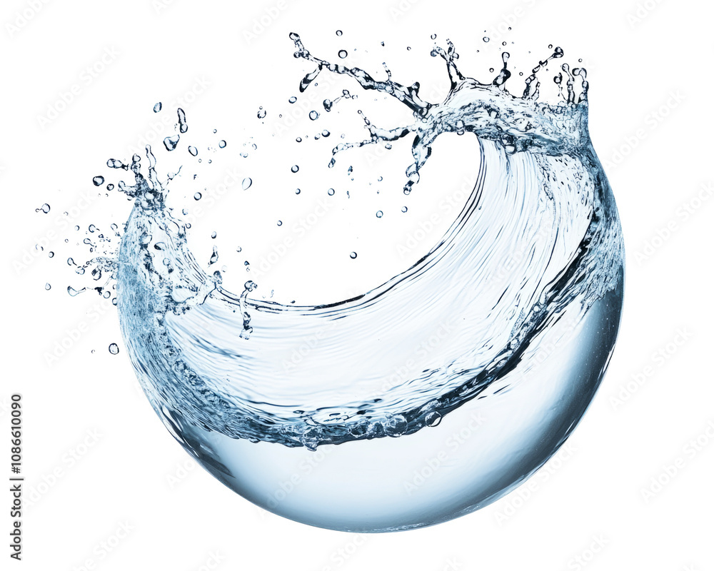 Aufkleber high-quality png of water splash flowing out from hemisphere shape isolated on white background – hi