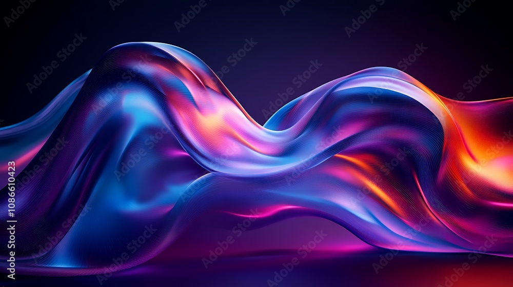 Poster abstract flowing organic shapes in vibrant colors representing artificial fluidity and dynamic movem