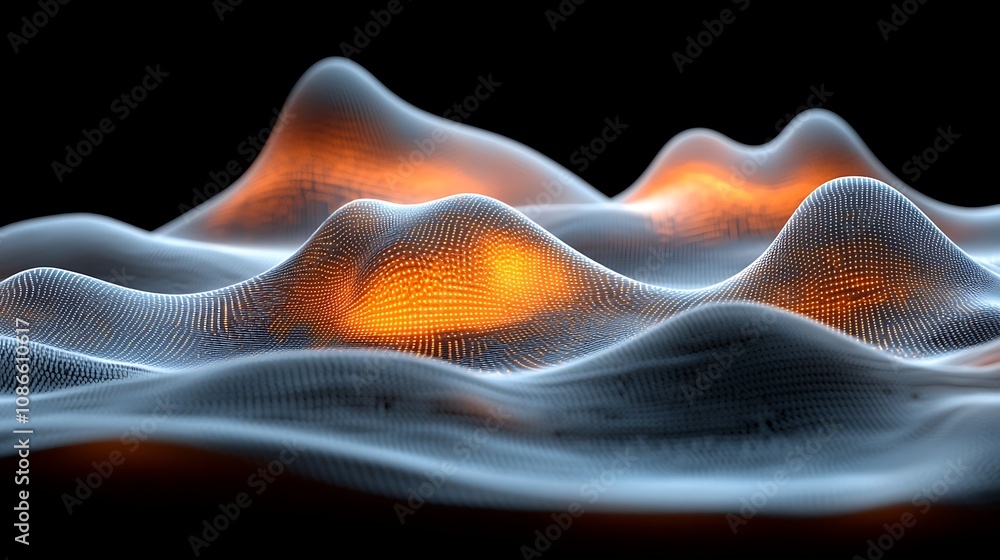 Poster abstract fluid representations of sound waves in a dynamic 3d environment illuminated with vibrant o
