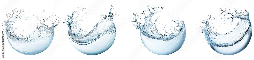 Aufkleber high-quality png of water splash flowing out from hemisphere shape isolated on white background – hi