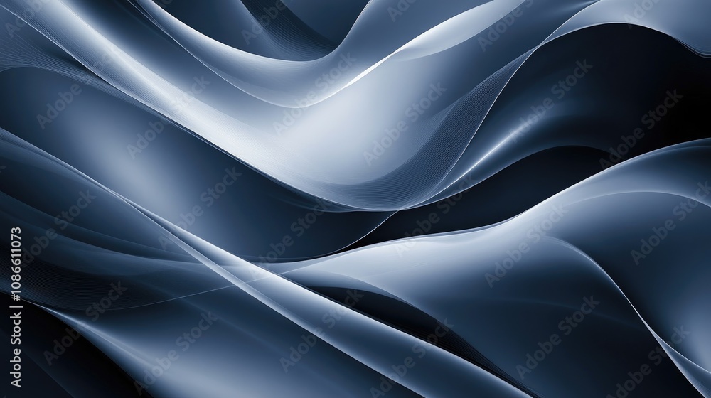 Aufkleber monochromatic abstract geometric waves in shades of grey, creating a smooth and sophisticated backgr