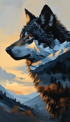 Wilderness Harmony A Wolf and Forest Essence
