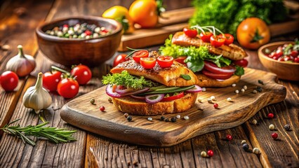Elegant brown wood flooring, ideal for food still life.