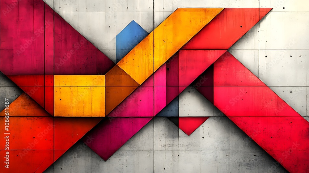 Aufkleber vibrant abstract composition featuring textured layers of metallic tones merging in bold geometric d