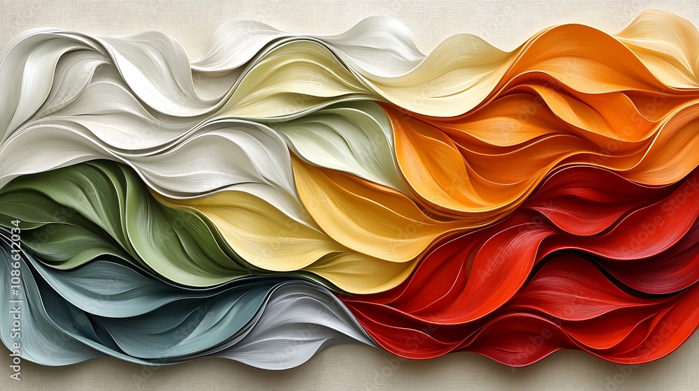 Poster vibrant flowing waves of color in a seamless digital design representing dynamic movement and artist