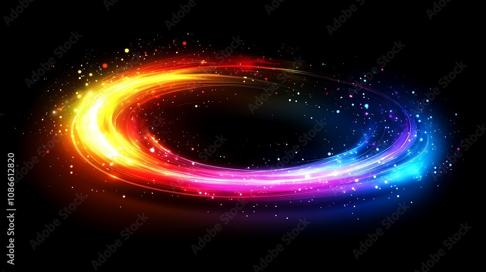 Poster vibrant swirls of neon colors intertwine with stunning brightness, creating an enchanting abstract v