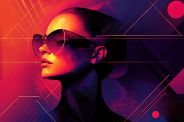 abstract illustration of futuristic woman head 