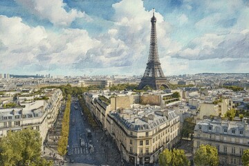 Explore Paris: Cityscape with Eiffel Tower and Buildings