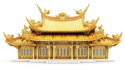 Fototapeta premium Exquisite Golden Asian Roof Design: A Symbol of Cultural Elegance
