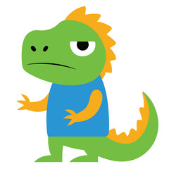 a bearded dragon holding a white coffee mug, its has a bored facial expression.