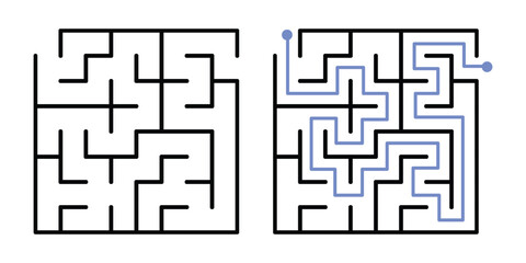 Labyrinth Maze Game with Answer. Kids Logic Game