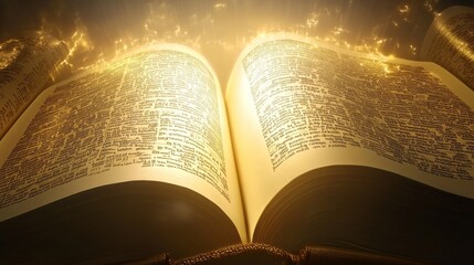 Fototapeta premium An enchanting open book illuminated magically.
