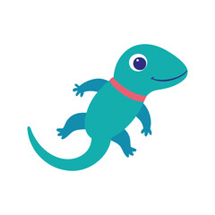 a cute Skink wearing a space suit floating in the galaxy with a few tiny stars and one tiny spaceship.