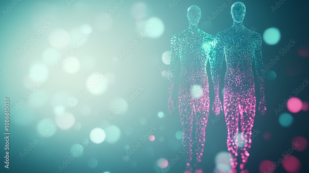 Poster digital figures abstract with colorful background