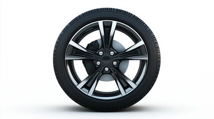 White wheel on off road tire isolated on white background with clipping path