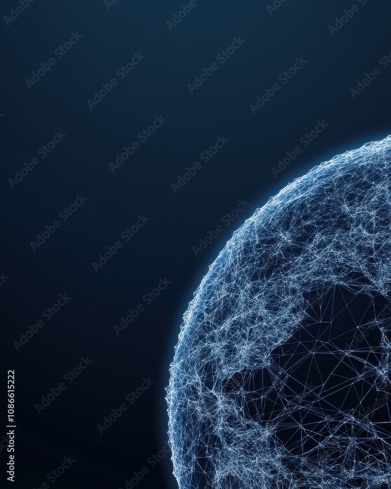 Poster a digital globe illuminated with interconnected lines, representing global connectivity and technolo