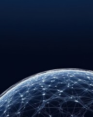 Naklejka premium A digital representation of a globe interconnected by glowing lines, symbolizing global connectivity and technology.
