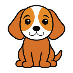 Beagle Sitting Kawaii Vector