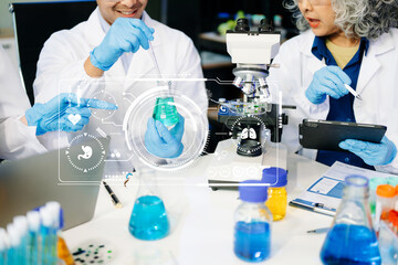 Dynamic science lab where a team of scientists collaborates on research, testing, and innovation