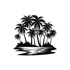 Obraz premium Monochrome Beachscape Sea and Sand Illustration