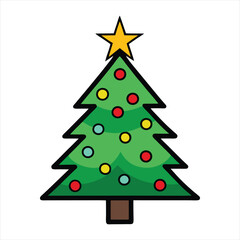 Christmas tree isolated on a white background. Colorful winter trees collection for holiday Xmas and New Year. Vector illustration