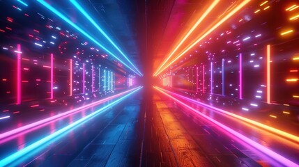 Fototapeta premium Neon Lights Tunnel: Futuristic and Colorful