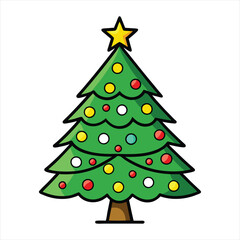 Christmas tree isolated on a white background. Colorful winter trees collection for holiday Xmas and New Year. Vector illustration