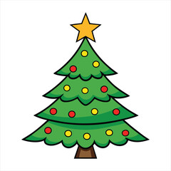 Fototapeta premium Christmas tree isolated on a white background. Colorful winter trees collection for holiday Xmas and New Year. Vector illustration