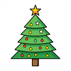 Christmas tree isolated on a white background. Colorful winter trees collection for holiday Xmas and New Year. Vector illustration