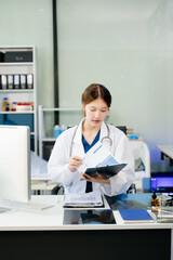 Healthcare professional analyzing for precise diagnostics, showcasing medical expertise and patient...