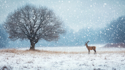 deer in winter forest