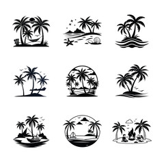 Coastal Wonders Collection of Beach Scene Vector Illustrations