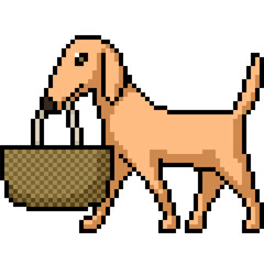 pixel art of dog shopping basket