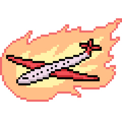 Obraz premium pixel art of airplane fall crash