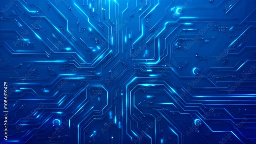 Aufkleber futuristic vector illustration of a blue circuit board with intricate digital tech elements. circuit