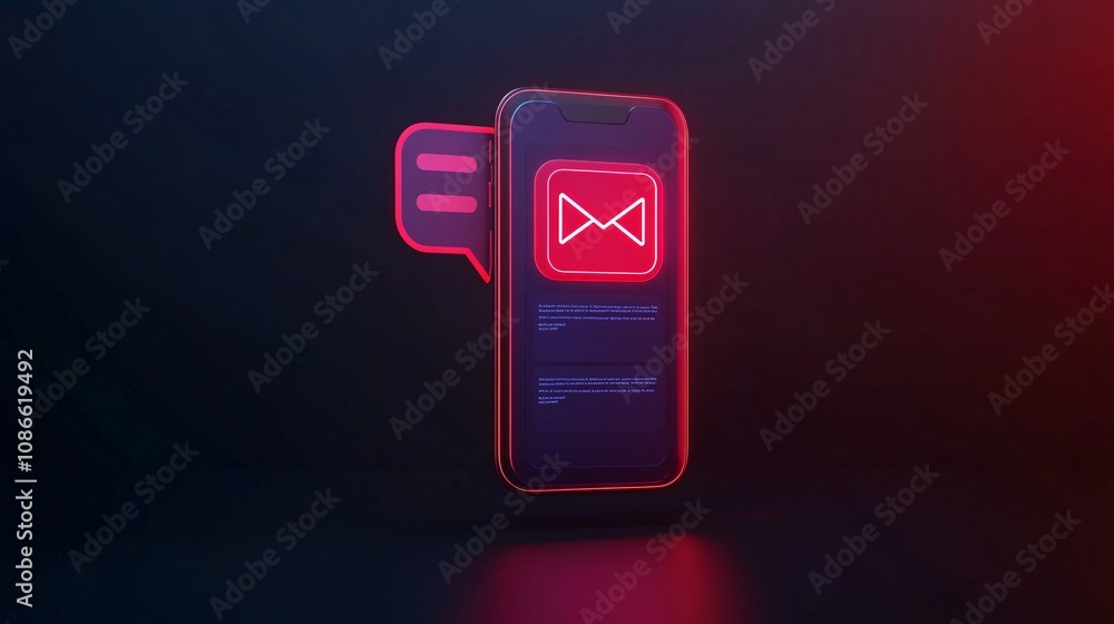 Poster simple icon of a phone with a notification bubble