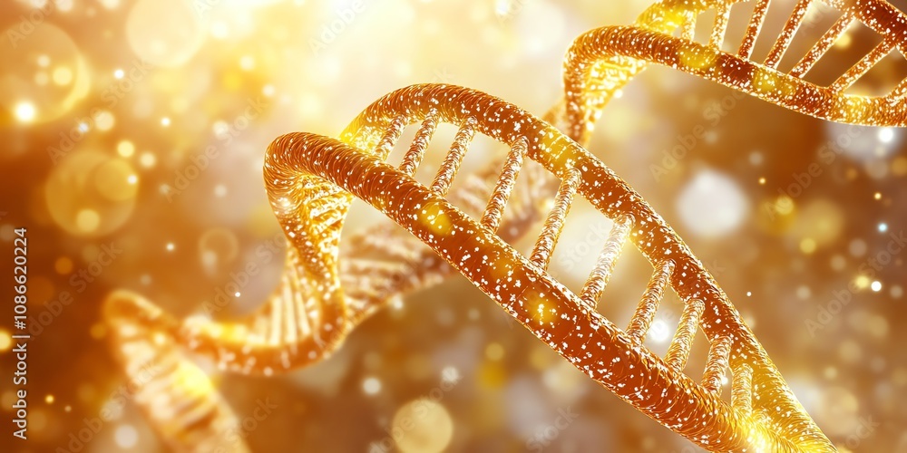 Aufkleber golden dna helix with bokeh background.