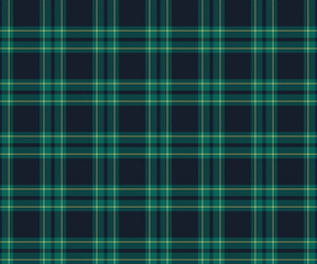 Fototapeta premium Plaid fabric pattern, navy, green, yellow, seamless for textiles, and for designing clothes, skirts, pants or decorative fabrics. Vector illustration.