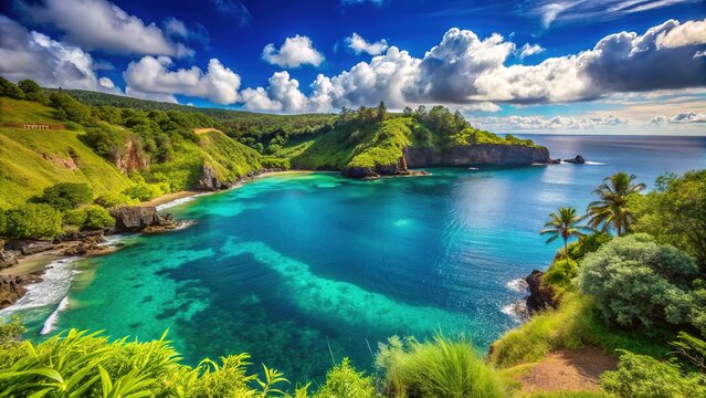 Hawaiian Islands: Honolua Bay Maui, scenic travel shot.