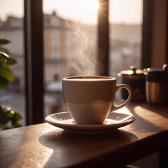 Obraz premium Kaffee - Kaffeegenuss beim morgendlichen Aufwachen