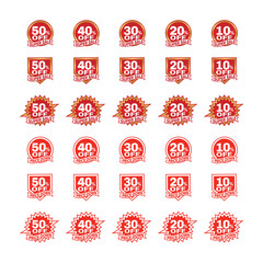 セール値引きマーク10％〜50％OFF