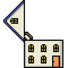 pixel art of house roof open