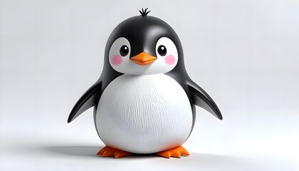 Adorable Kawaii Penguin on White Background