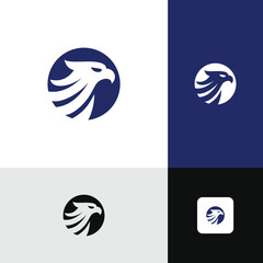 Blue Eagle Head Logo Designs Modern Simple Minimalis